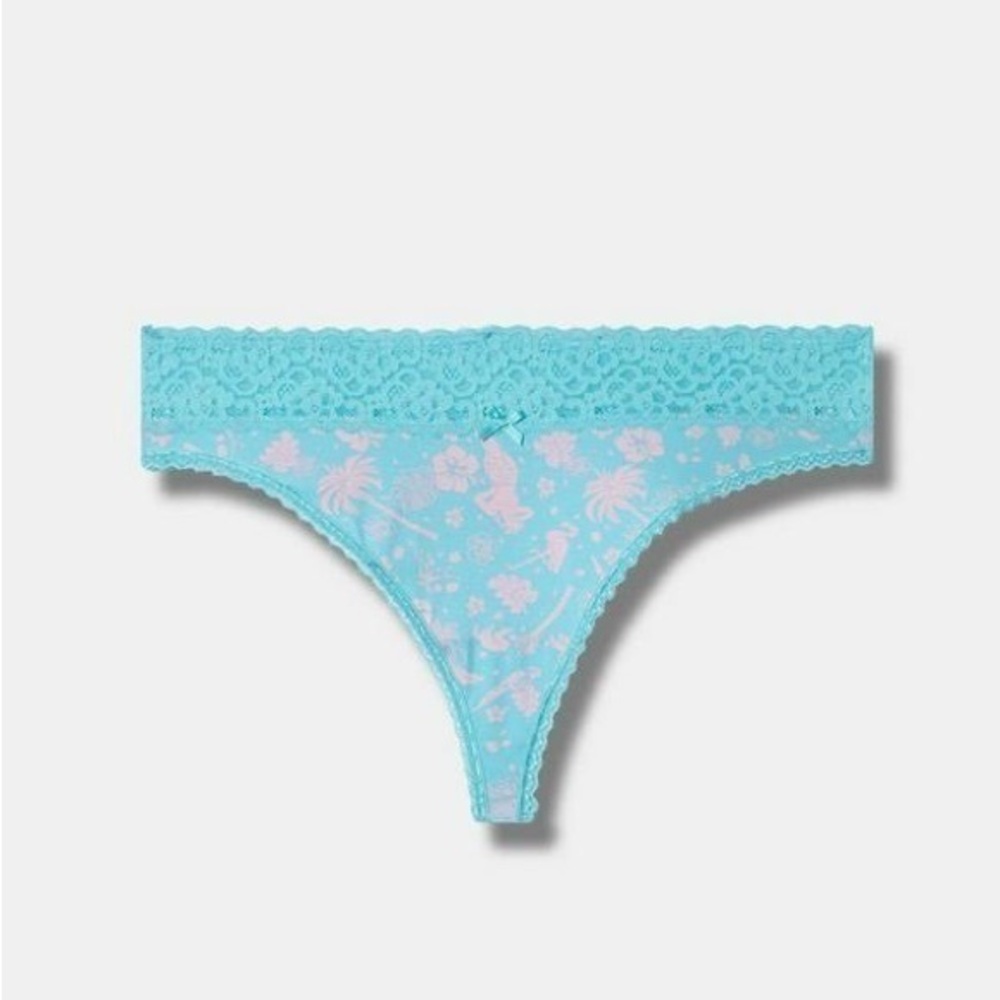 NWT torrid Cotton Mid-Rise Thong Lace Trim Panty 1 1x